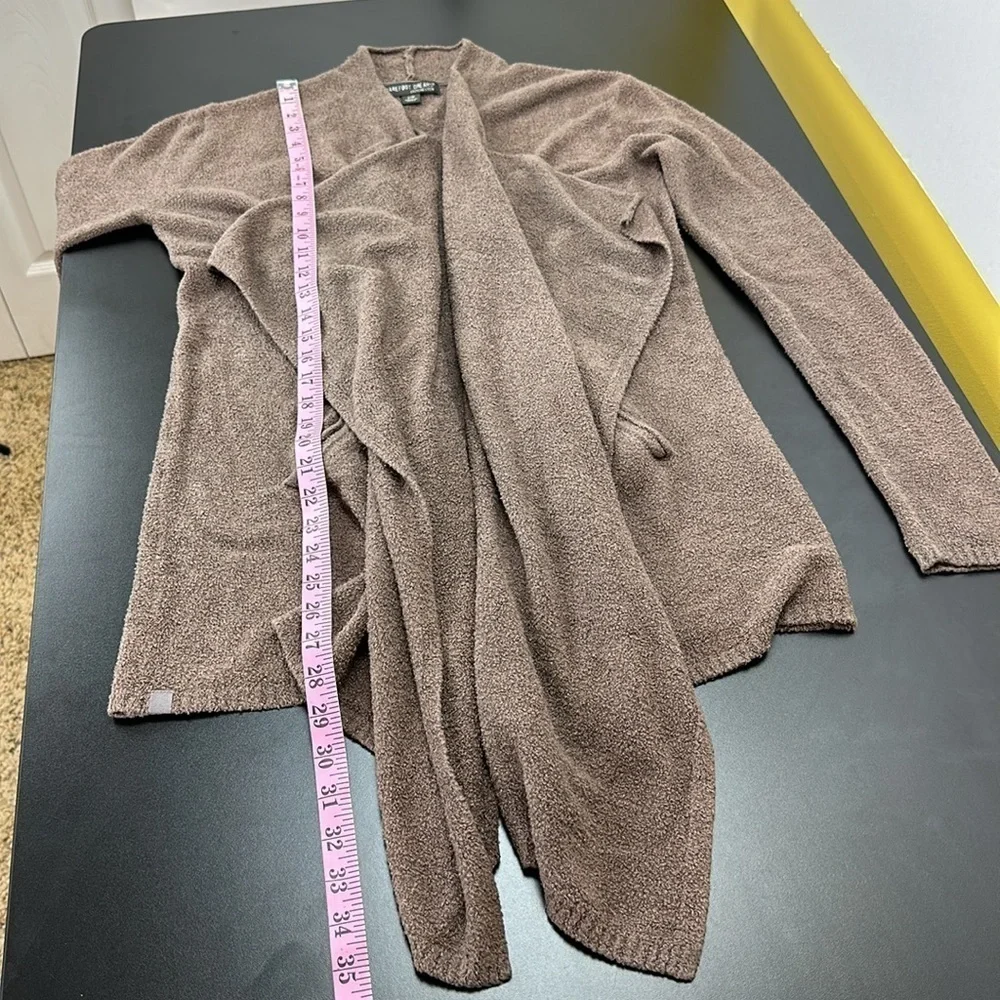 Barefoot Dreams Cozychic Lite Taupe Waterfall Island Wrap Open Cardigan S/M 903‎